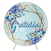 Geometric Gratitude Round Backdrop for Celebration