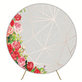 Geometric Red Flowers Chic Round Backdrop for Event