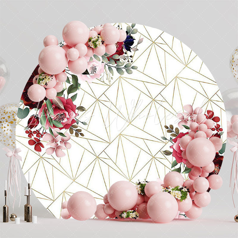 Geometric Red Flowers Round Backdrop for Modern Design Event