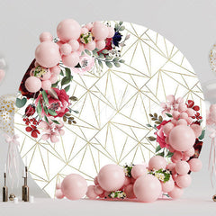 Geometric Red Flowers Round Backdrop for Modern Design Event