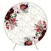 Geometric Red Flowers Round Backdrop for Modern Design Event
