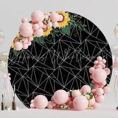 Geometric Sunflowers Bright Round Backdrop for Event
