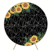 Geometric Sunflowers Bright Round Backdrop for Event