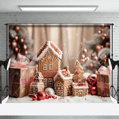 Lofaris Gift Box And Biscuit House Snow Christmas Backdrop