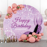 Lofaris Giltter Purple Pearl Circle Happy Birthday Backdrop