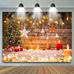 Lofaris Gingerbread Bokeh With Candles Christmas Backdrop