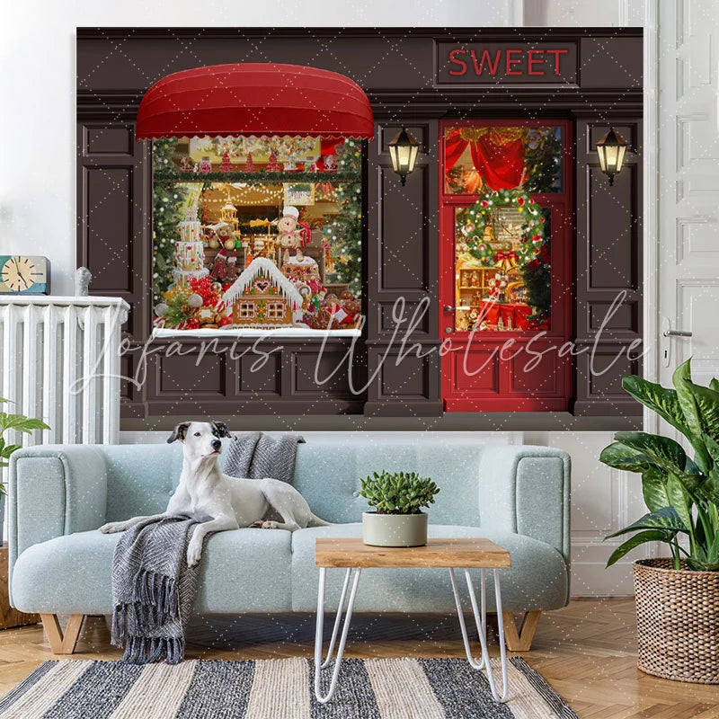 Lofaris Gingerbread Christmas Red Door Party Decorations Backdrop