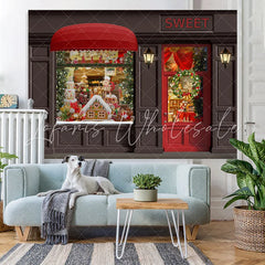 Lofaris Gingerbread Christmas Red Door Party Decorations Backdrop