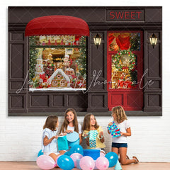 Lofaris Gingerbread Christmas Red Door Party Decorations Backdrop