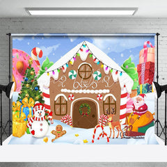 Lofaris Gingerbread House Snowy Santa Christmas Backdrop