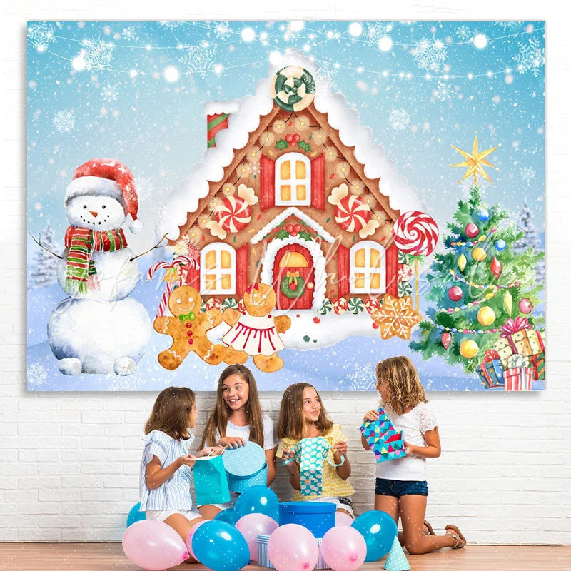 Lofaris Gingerbread House Winter Xmas Tree Photoshoot Backdrop for Kids