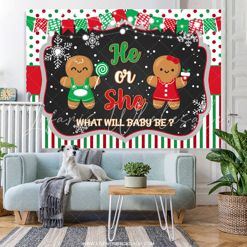 Lofaris Gingerbread Man Winter Christmas Baby Shower Backdrop