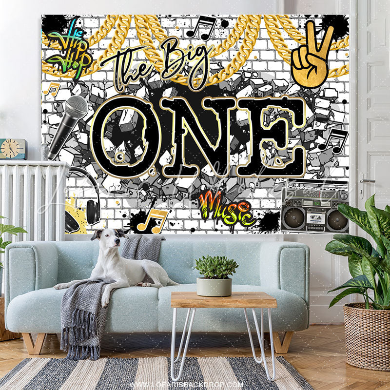 Lofaris Giraffe Hip Hop Rock The Big One Happy Birthday Backdrop