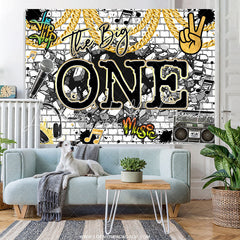 Lofaris Giraffe Hip Hop Rock The Big One Happy Birthday Backdrop
