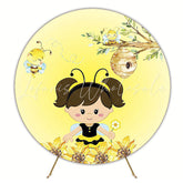 Girl and Bees Round Backdrop for Nature Themed Event