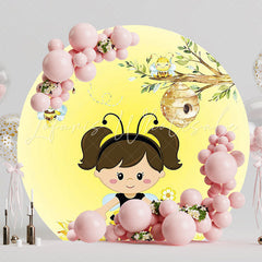 Girl and Bees Round Backdrop for Nature Themed Event