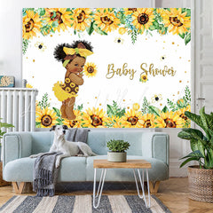 Lofaris Girl Baby Shower Sunflowers Bee Glitter Party Backdrop