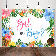 Lofaris Girl Or Boy Hawaii Monstera Gender Reveal Backdrop