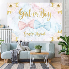 Lofaris Girl or Boy Pink Blue Bows Backdrop for Baby Shower