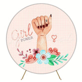 Girl Power Womens Day Bold Round Backdrop for Womens Celebration