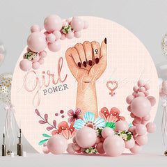 Girl Power Womens Day Bold Round Backdrop for Womens Celebration