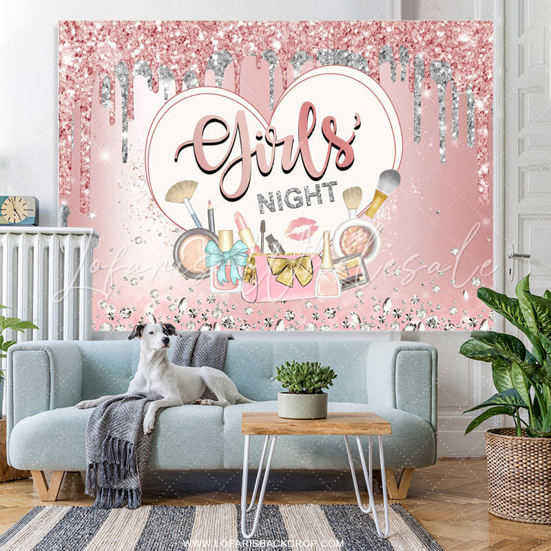 Lofaris Girls Night Glitter Makeup Bachelor Party Backdrop