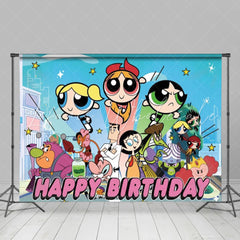 Girls Of Powerpuff Girl Theme Birthday Party Backdrop
