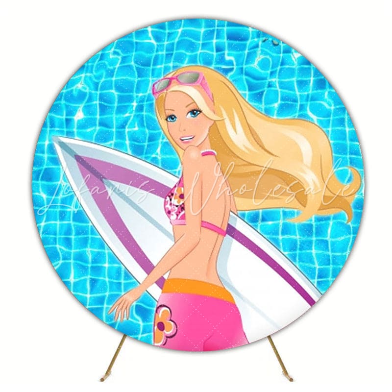 Glamorous Barbie Birthday Party Round Backdrop For Fashion Theme