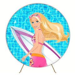 Glamorous Barbie Birthday Party Round Backdrop For Fashion Theme