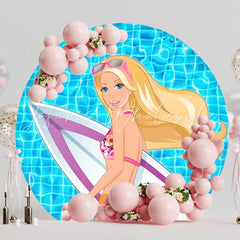 Glamorous Barbie Birthday Party Round Backdrop For Fashion Theme