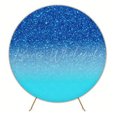 Glamorous Glitter Blue Round Backdrop For Party Celebration