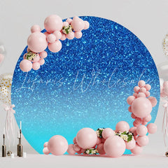 Glamorous Glitter Blue Round Backdrop For Party Celebration