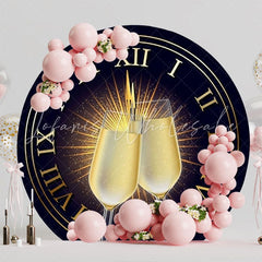 Glamorous New Year Round Backdrop For Sparkling Celebration