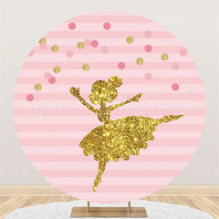 Lofaris Gld Glitter Girl Dancer Pink Stripes Birthday Backdrop