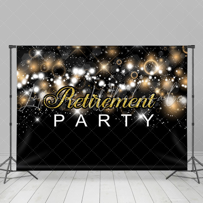 Lofaris Glitter And Black-Golden Retirement Party Backdrop