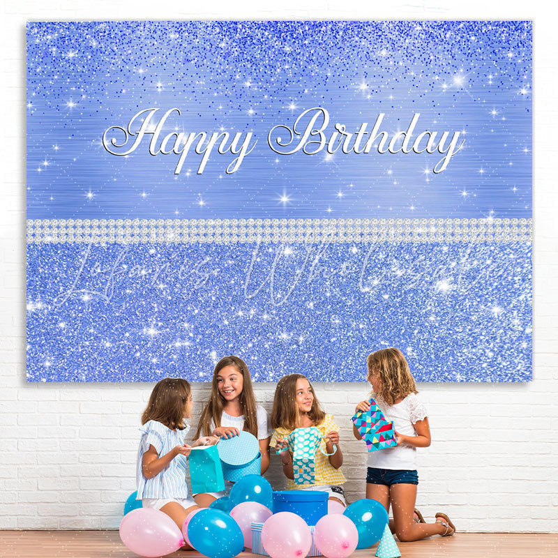 Lofaris Glitter And Bule Dots Pearl Happy Birthday Backdrop