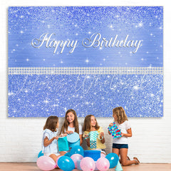 Lofaris Glitter And Bule Dots Pearl Happy Birthday Backdrop