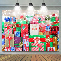 Lofaris Glitter And Colorful Christmas Gifts Backdrop For Kids
