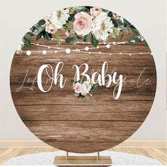 Lofaris Glitter And Floral Oh Baby Round Shower Backdrop