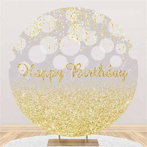 Lofaris Glitter And Golden Cute Happy Birthday Round Backdrop