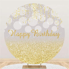 Lofaris Glitter And Golden Cute Happy Birthday Round Backdrop