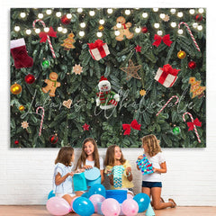 Lofaris Glitter And Green Christmas Tree Decoration Backdrop