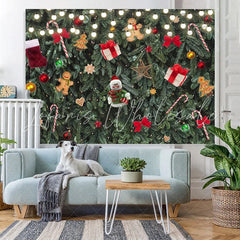 Lofaris Glitter And Green Christmas Tree Decoration Backdrop