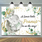 Lofaris Glitter And Green Elephant Themed Baby Shower Backdrop