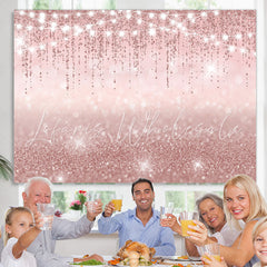 Lofaris Glitter And Pink Simple Theme Happy Birthday Backdrop