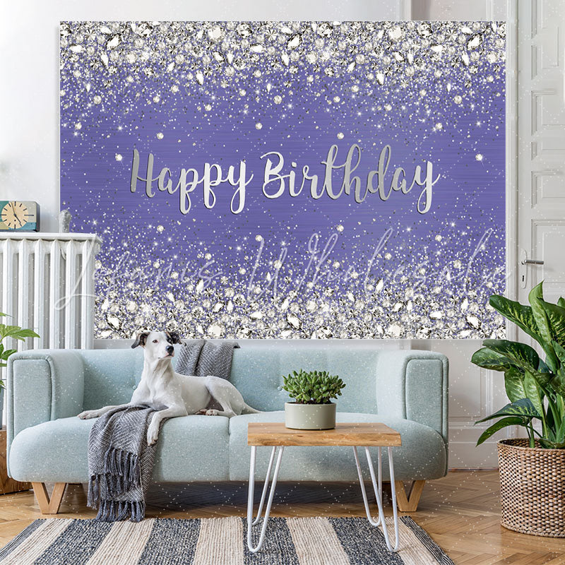Lofaris Glitter And Purple Bokeh Simple Happy Birthday Backdrop