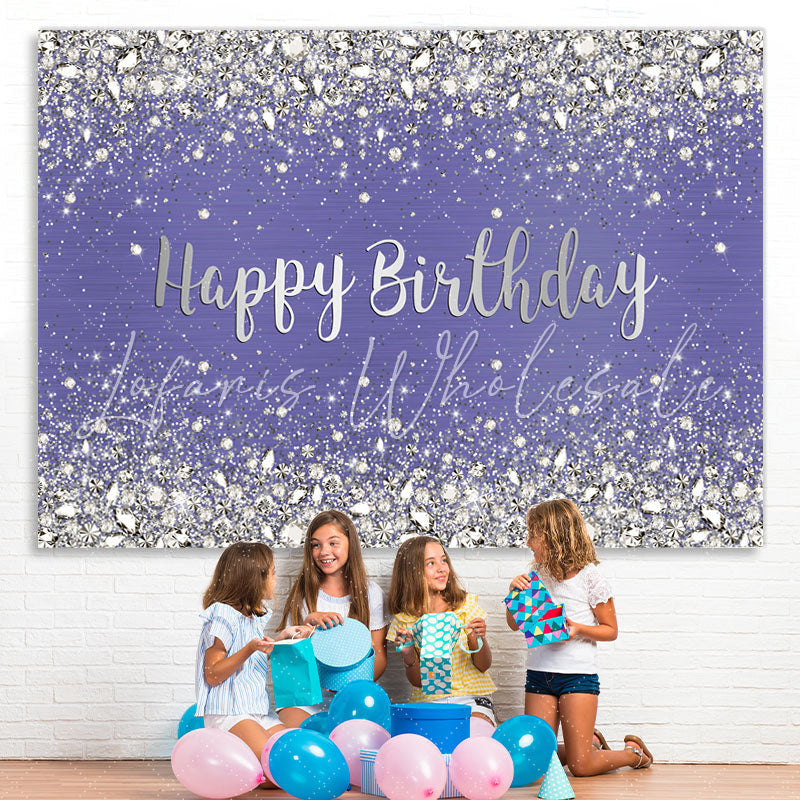 Lofaris Glitter And Purple Bokeh Simple Happy Birthday Backdrop