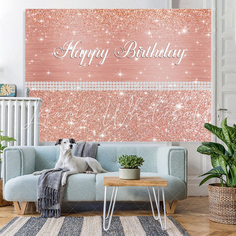 Lofaris Glitter And Rose Golden Pearl Happy Birthday Backdrop