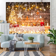 Lofaris Glitter And Shiny Christmas Tree With Candles Backdrop