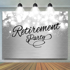 Lofaris Glitter And Silver Happy Retirement Party Backdrop